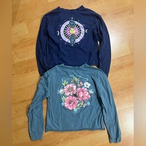 Kids Floral and Celestial Long Sleeve Shirts. Girls YM.